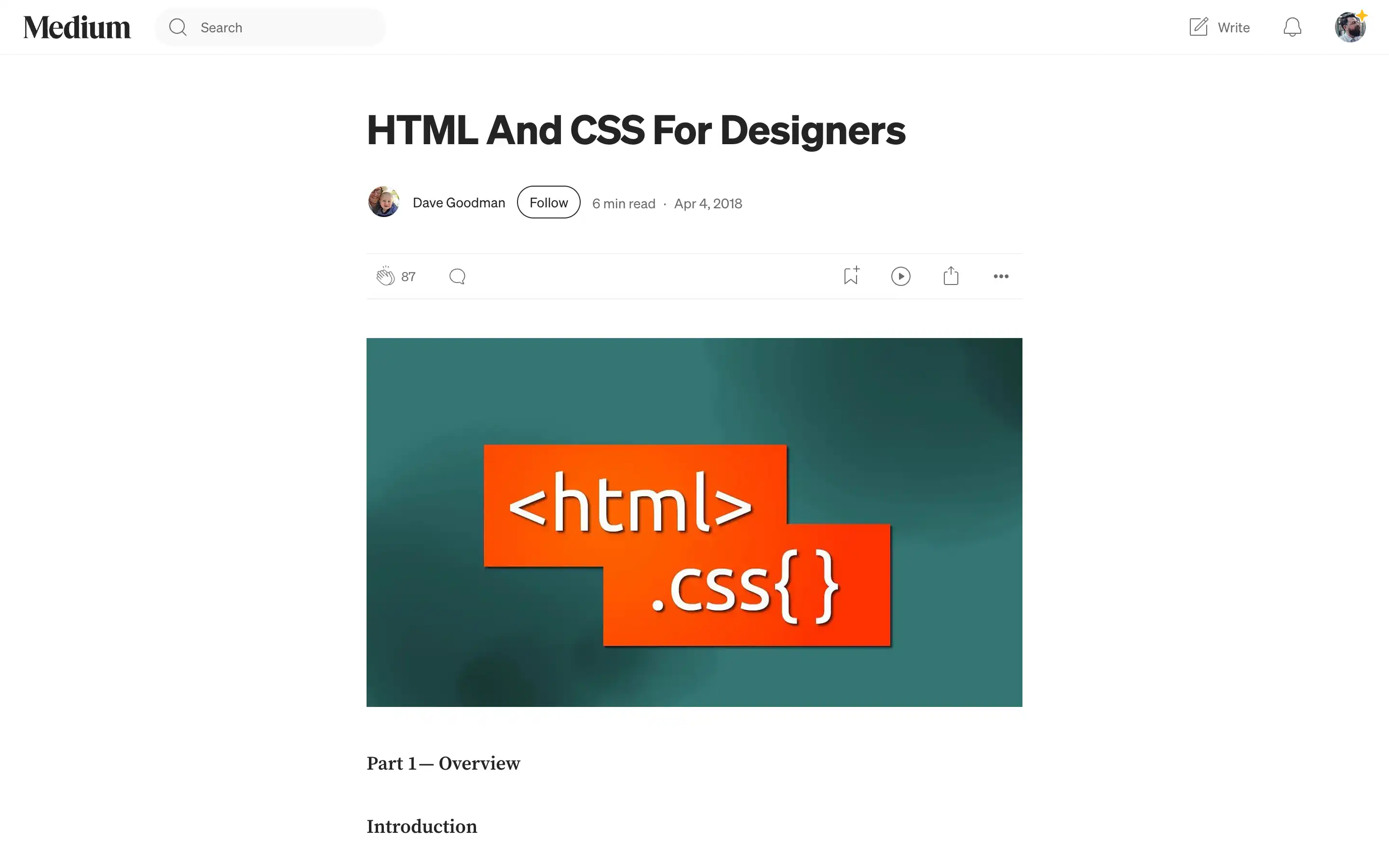 HTML and CSS design course introduction.
